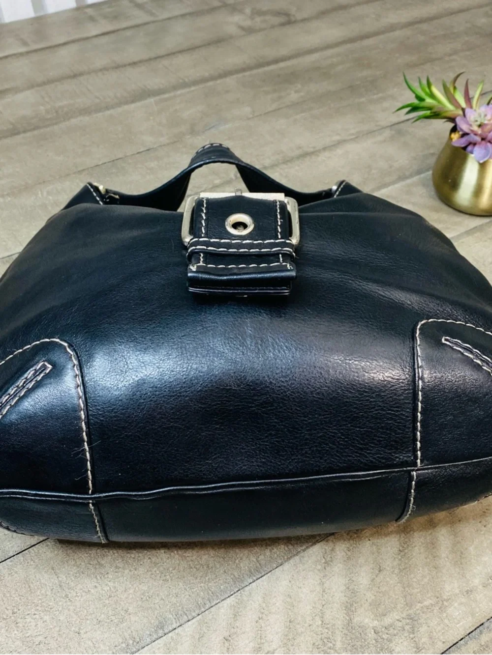 Michael Kors Black Leather  Hobo Shoulder Handbag Good Silver Hardware - Picture 8 of 12